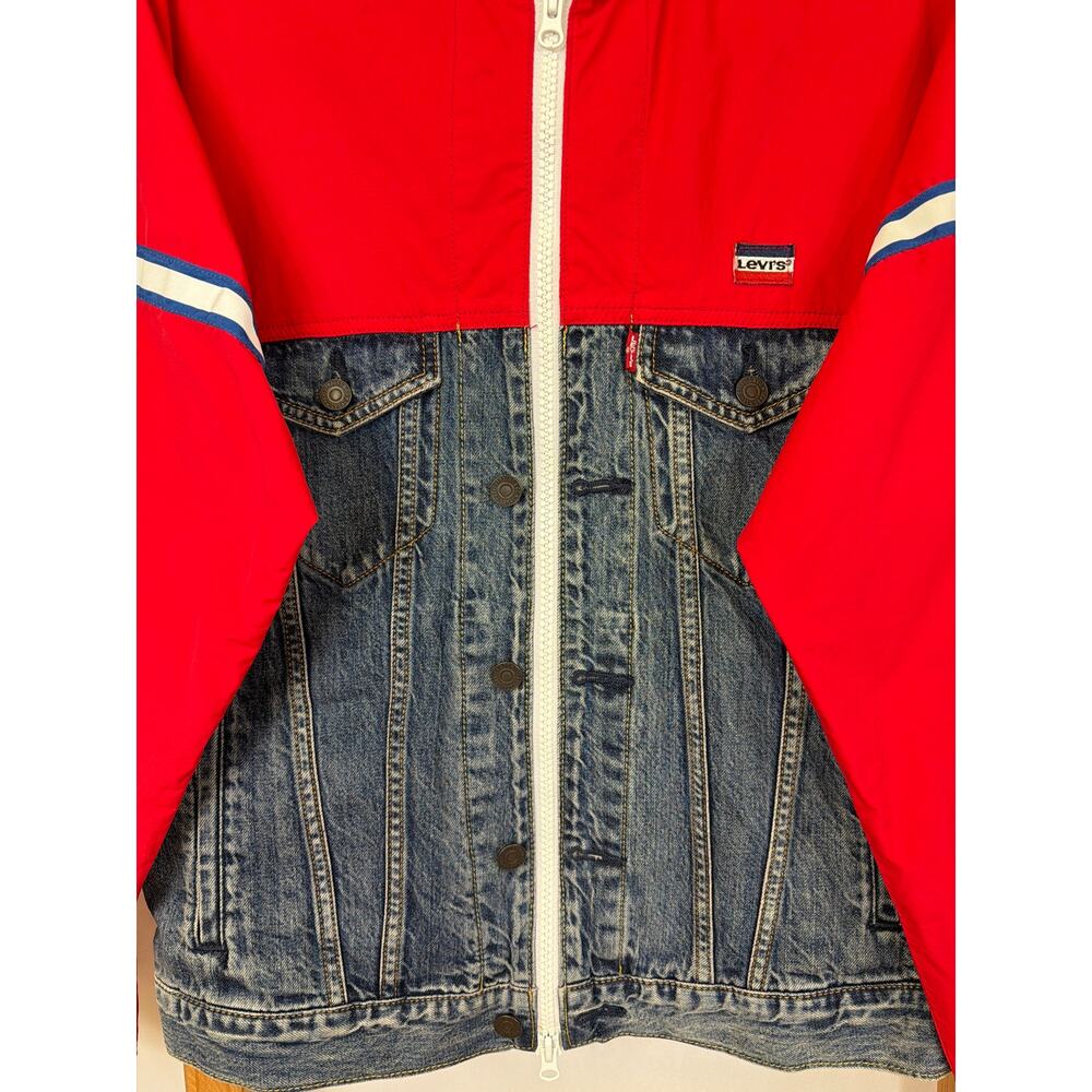 Levi Strauss & Co. Blue Denim & Red Hybrid Zip-Up Jacket Size S - Picture 3 of 12
